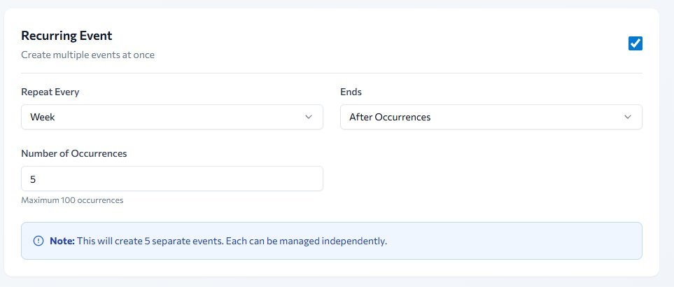 Recurring Event settings